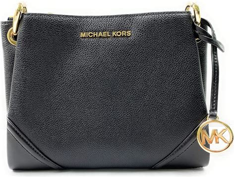 michael kors crossbody bag black and gold|michael kors triple compartment bag.